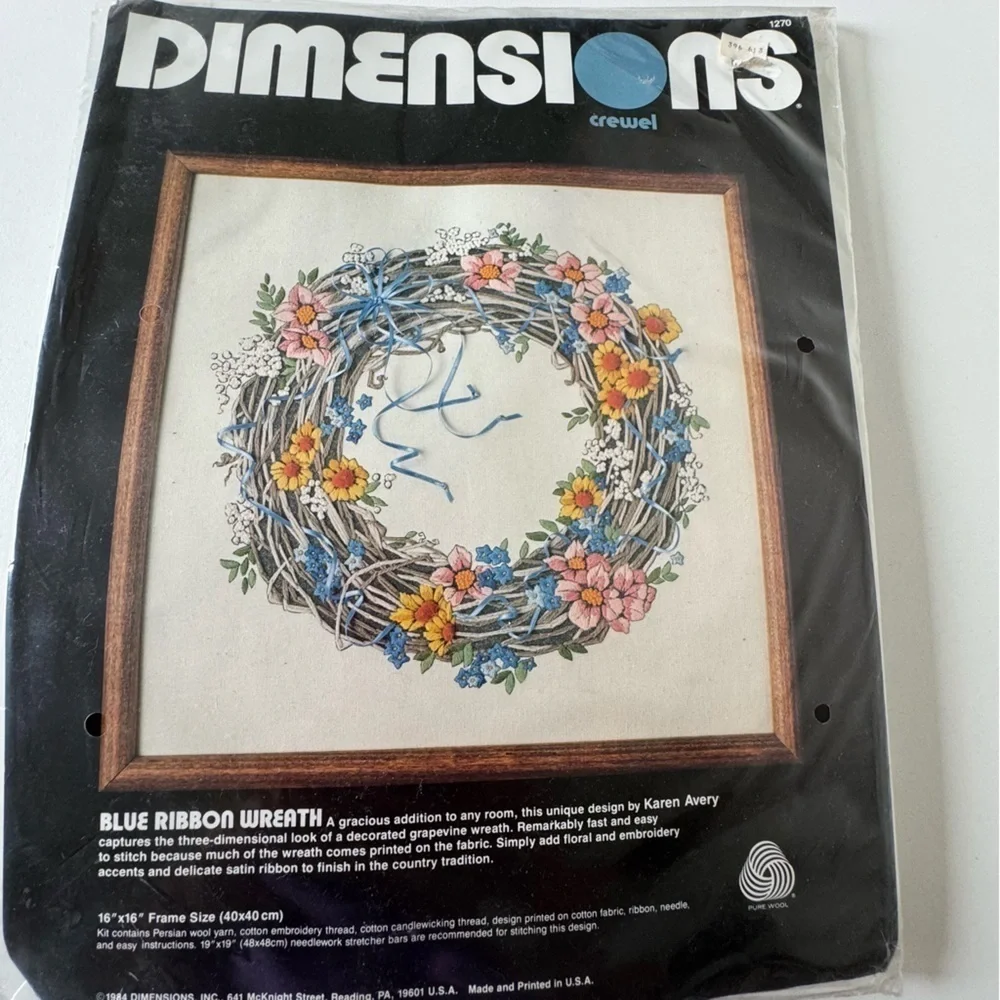 Vintage Dimensions Country Farmhouse Wreath Crewel Embroidery Kit